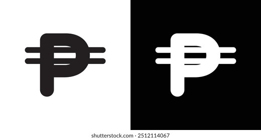 Cuba peso icon Black line art vector logo set