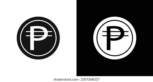 Cuba peso icon flat line symbol set.