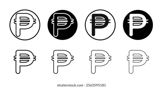 Cuba peso icon Flat outline fill set collection