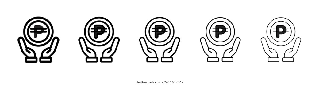 Cuba peso icon isolated vector on white background set