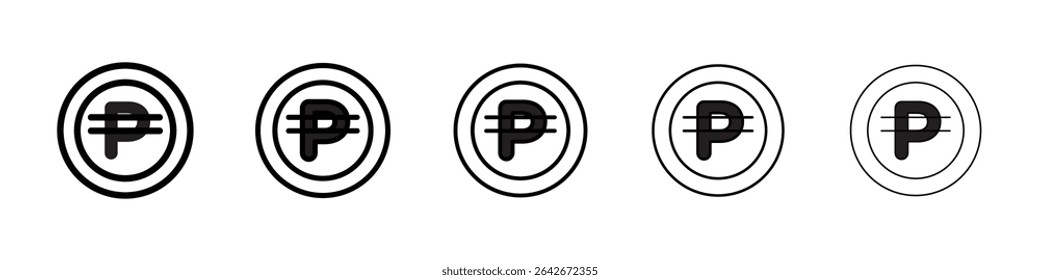 Cuba peso icon isolated vector on white background set
