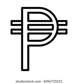 Cuba peso icon linear logo mark in black and white