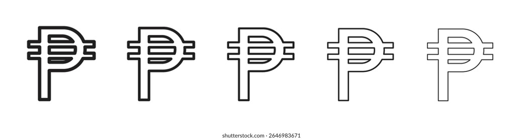 Cuba peso icon thin flat outline style vector sign
