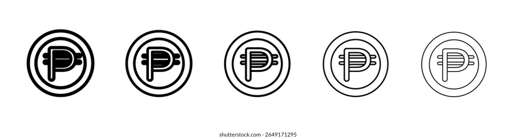 Ícone de peso de Cuba conjunto fino de marca de logotipo de contorno