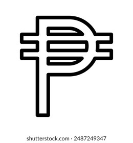 Cuba peso linear logo mark in black and white