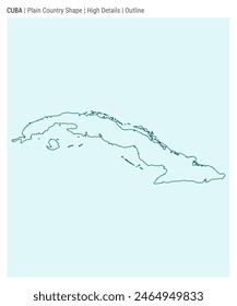 Cuba plain country map. High details. Outline style. Shape of Cuba. Vector illustration.