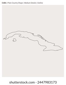 In: Cuba Plain Country Map. Mittelgroße Angaben. Gliederungsstil. Die Gestalt Kubas. Vektorillustration.