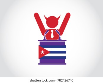 Cuba Podium Evil Celebrate People Businessman Speech 