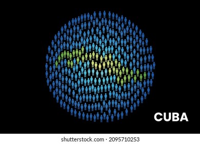 Cuba population people map in globe vector illustration design