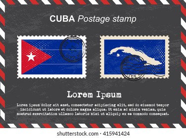 Cuba postage stamp, postage stamp, vintage stamp, air mail envelope.