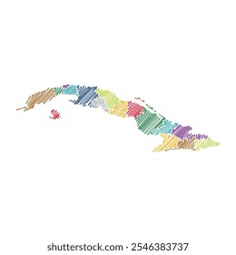 Cuba com províncias, ilustração vetorial de linha de mapa de rosca 1