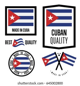 Cuba quality isolated label set for goods. Exporting stamp with cuban flag, nation manufacturer certificate element, country product vector emblem. Made in Cuba badge collection.