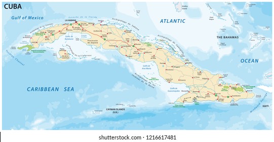 cuba road and national park vector map