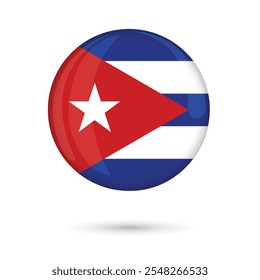 Cuba círculo redondo bandeira brilhante brilhante brilhante vetor 3D ilustração isolado para o Dia da Independência 10 outubro, Janeiro 1, Janeiro 2, Dia da Libertação, Dia Nacional da Rebelião 26 julho, bandeira, cartaz, folheto online