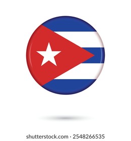 Cuba círculo redondo bandeira brilhante brilhante brilhante vetor 3D ilustração isolado para o Dia da Independência 10 outubro, Janeiro 1, Janeiro 2, Dia da Libertação, Dia Nacional da Rebelião 26 julho, bandeira, cartaz, folheto online