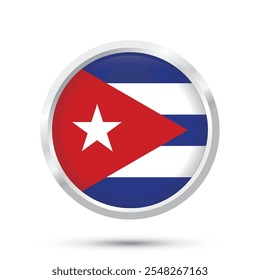 Cuba círculo redondo bandeira brilhante brilhante brilhante vetor 3D ilustração isolado para o Dia da Independência 10 outubro, Janeiro 1, Janeiro 2, Dia da Libertação, Dia Nacional da Rebelião 26 julho, bandeira, cartaz, folheto online