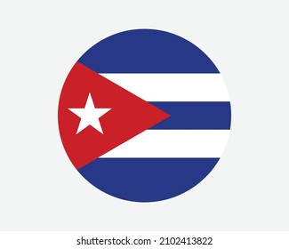 Cuba Round Country Flag. Circular Cuban National Flag. Republic of Cuba Circle Shape Button Banner. EPS Vector Illustration.