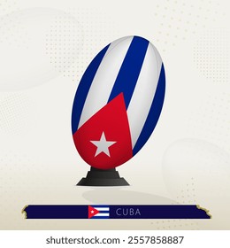 Cuba Rugby Ball on Rugby Kicking Tees with Modern Design. Illustration perfect for sports, national pride, and rugby-related projects.