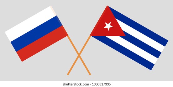 Cuba and Russia. The Cuban and Russian flags. Official colors. Correct proportion. Vector illustration