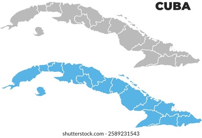 Cuba simple maps flat illustration