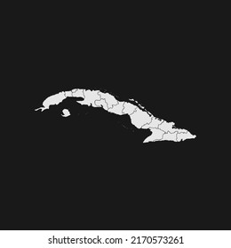 cuba soft white map with black detail and background