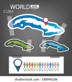 Cuba. Sticker. Map vector Illustration