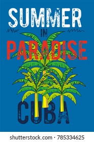 cuba summer paradise,t-shirt print poster vector illustration