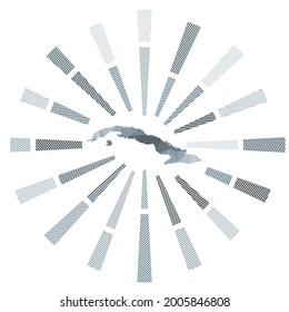 Cuba sunburst. Low poly striped rays and map of the country. Vibrant vector illustration.