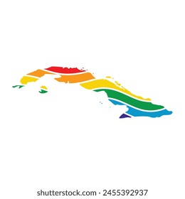 cuba swoosh silhouette rainbow map