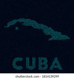 Cuba tech map. Country symbol in digital style. Cyber map of Cuba with country name. Vibrant vector illustration.