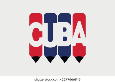Cuba text with Pencil symbol creative ideas design. Cuba flag color concept vector illustration. Cuba typography negative space word vector illustration. Cuba country name vector design.