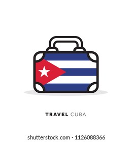 Cuba travel concept. Suitcase vector icon with national country flag