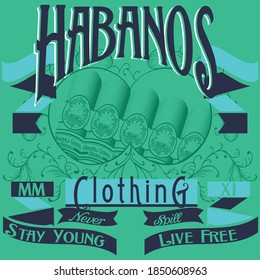 Cuba typography for t-shirt print with sun,beach and retro car.Vintage poster.