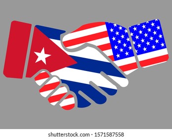 Cuba and USA flags Handshake vector