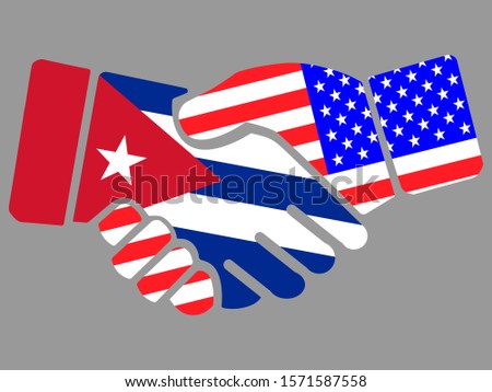 Cuba and USA flags Handshake vector