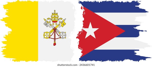 Cuba and Vatican grunge flags connection, vector