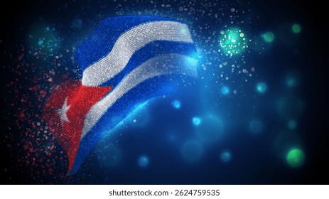Cuba, vetor 3d bandeira com iluminação e clarões