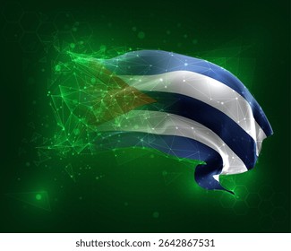 Cuba, vetor 3d bandeira no fundo verde e números