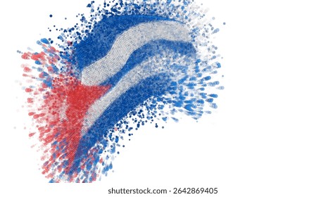 Cuba, vetor 3d bandeira com um splash de pontos de tinta, explosão de pontos coloridos