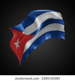 Cuba, vector 3d flag with waves on a black background