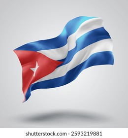 Cuba, vector 3d flag with waves on a white background