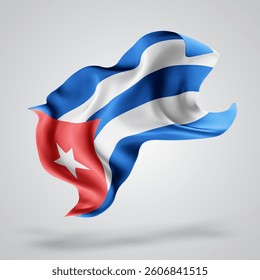 Cuba, vector 3d flag with waves on a white background