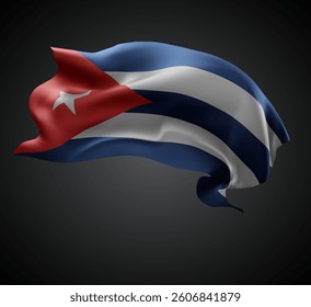 Cuba, vector 3d flag with waves on a black background