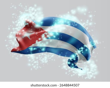 Cuba, vetor bandeira 3d em turbilhão de radiância mágica