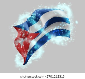 Cuba, vetor bandeira 3d em turbilhão de radiância mágica