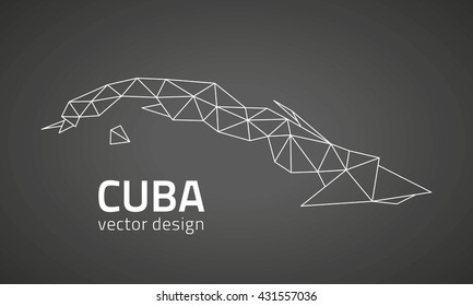 Cuba vector black contour map of America