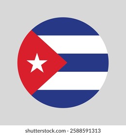 Cuba vector flag. Round Cuba flag emblem vector. The official national flag of the Cuba. Flag of the Republic of Cuba. Standard color. Standard size. Computer illustration.