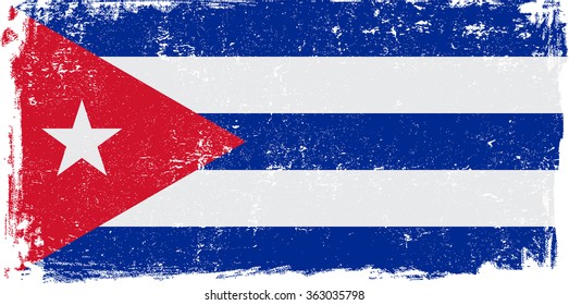 Cuba vector grunge flag isolated on white background.