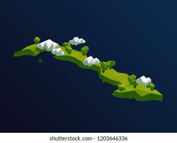 Cuba Vector Low Poly 3D Cartoon Map