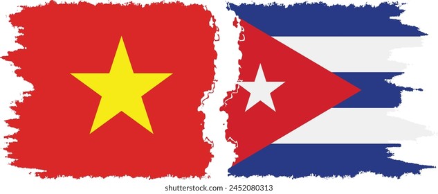 Cuba and Vietnam grunge flags connection, vector